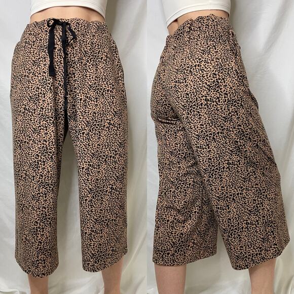 Lands' End wide leg crop animal print pajama pants leopard cheetah cropped M - Picture 12 of 17
